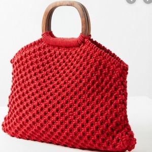 Red Macrame Tote UO